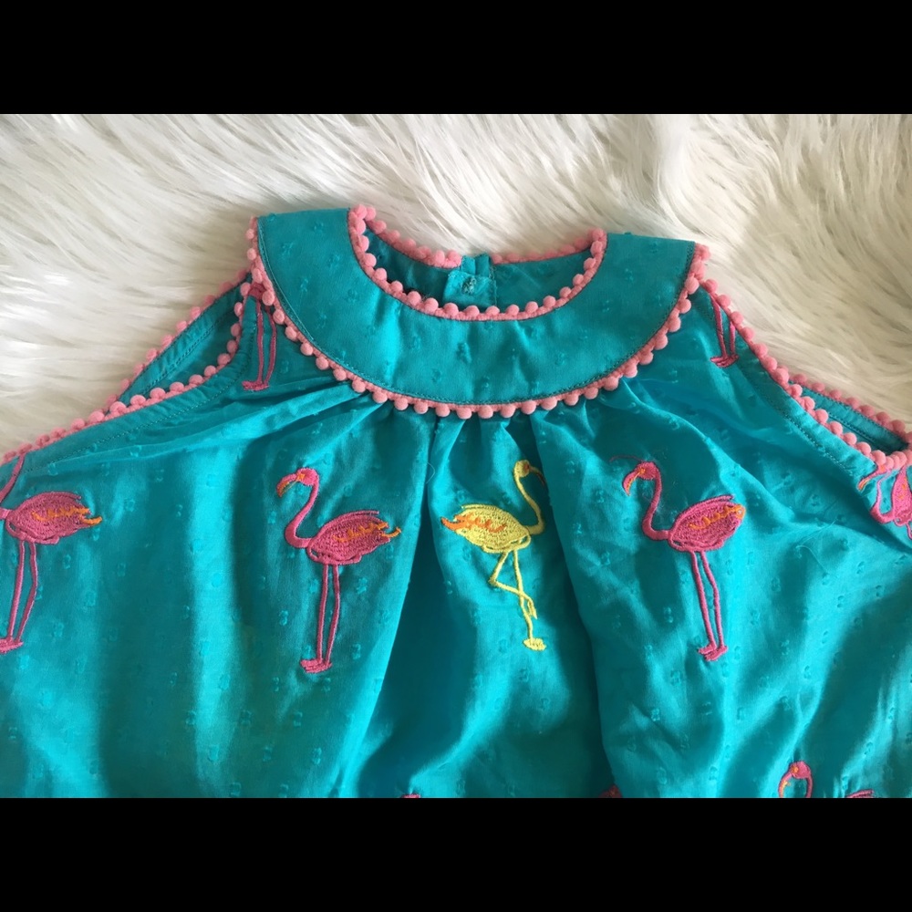 Embroidered flamingo dress for 2-3 years old - Picture 3 of 7